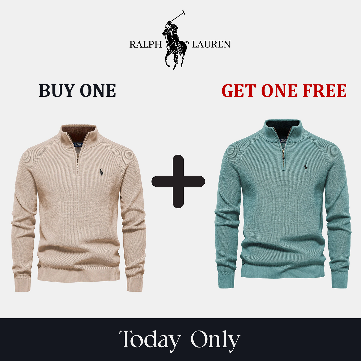 Zip-Kragen Pullover: 1+1 Special Offer!