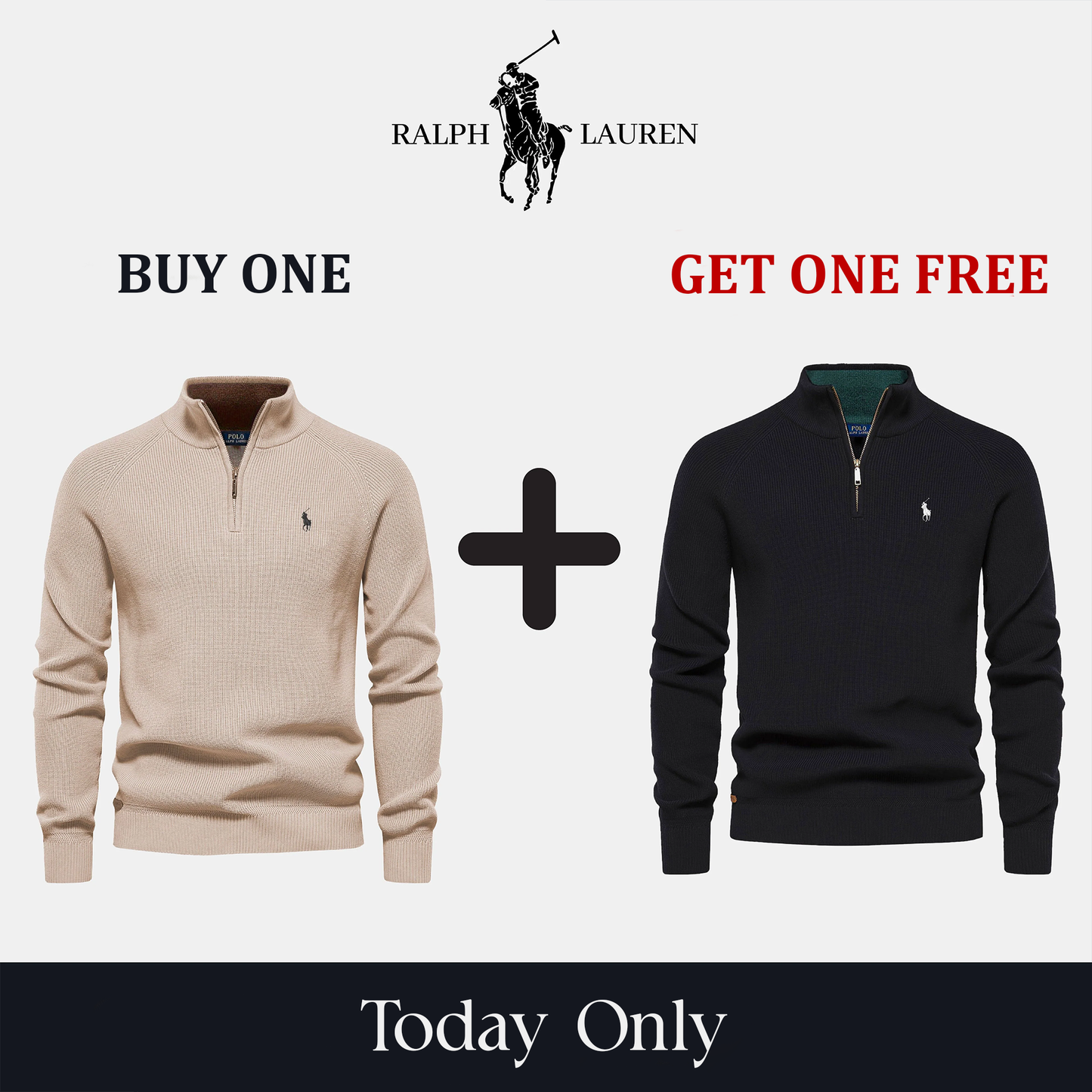 Zip-Kragen Pullover: 1+1 Special Offer!