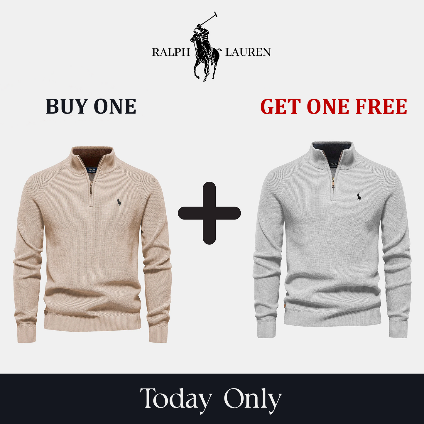 Zip-Kragen Pullover: 1+1 Special Offer!
