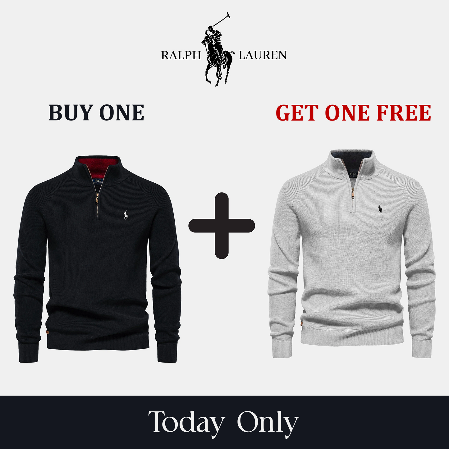 Zip-Kragen Pullover: 1+1 Special Offer!