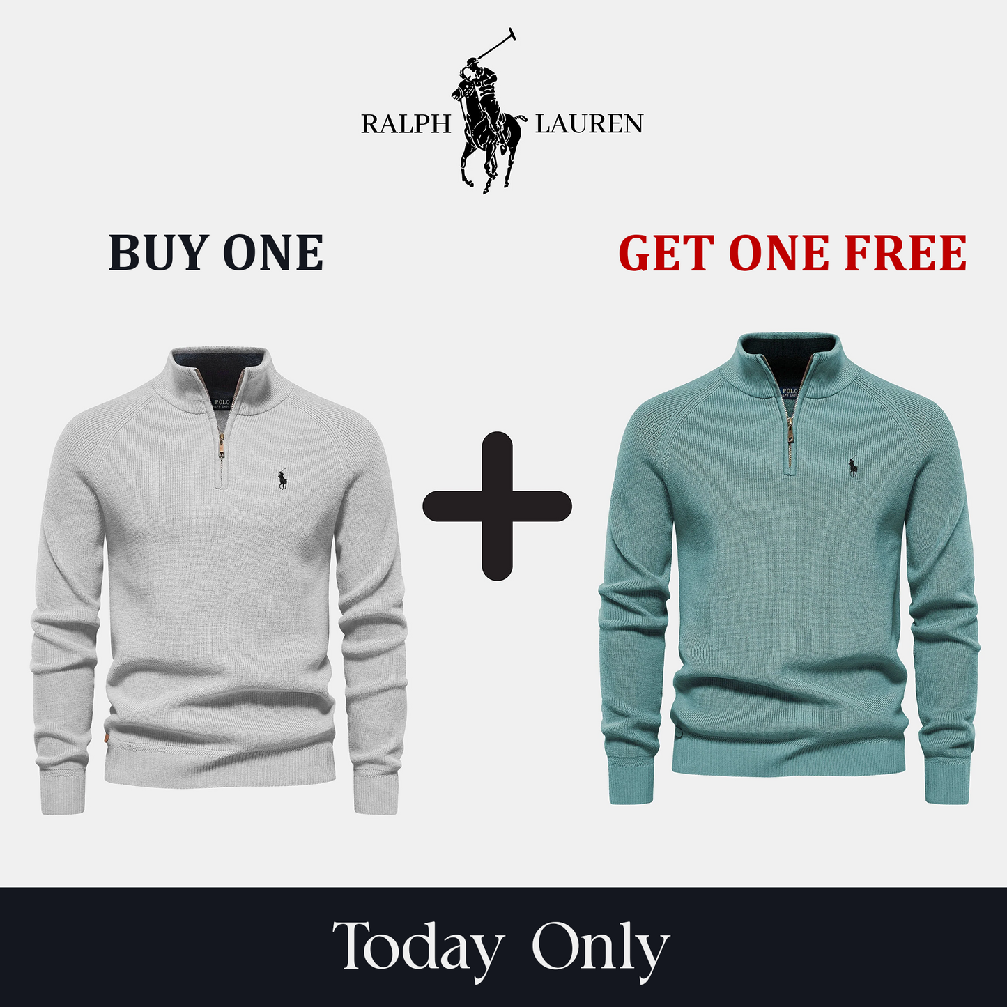 Zip-Kragen Pullover: 1+1 Special Offer!